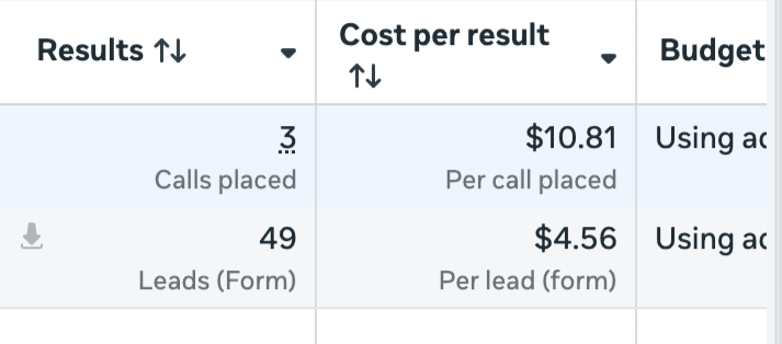 Ads Manager result 2
